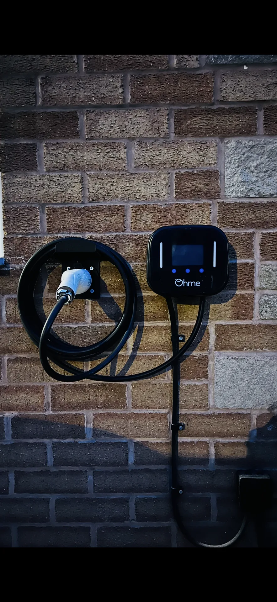 Close-up of smart EV charger control panel installed by R&R Electrical